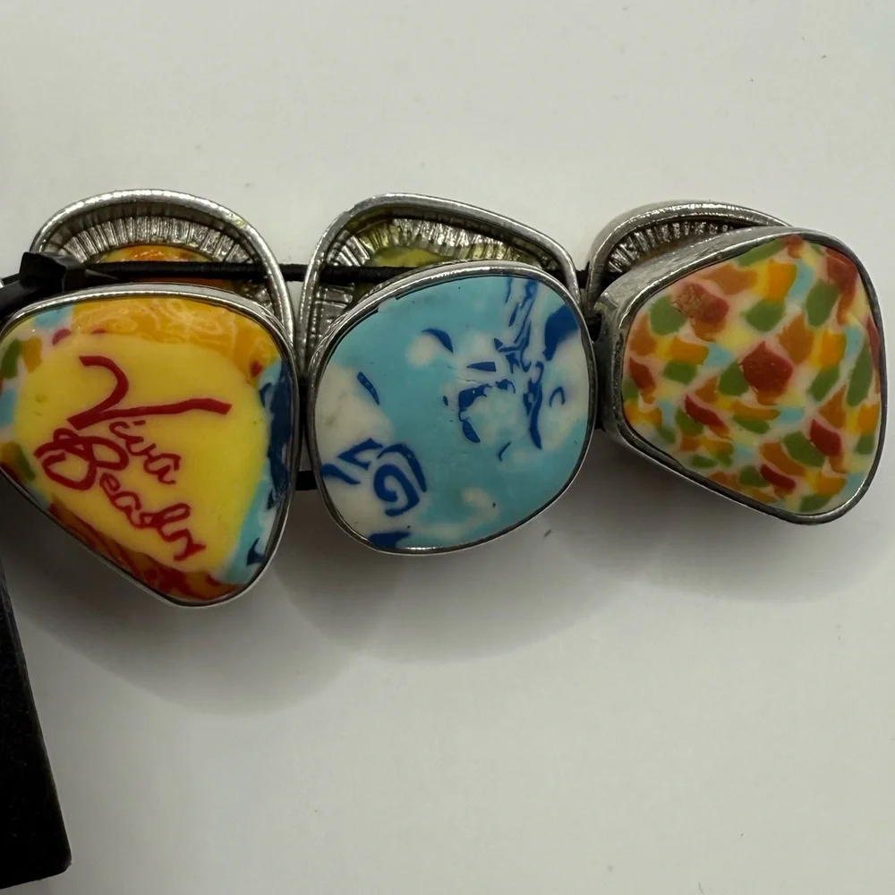 Viva Beads Stretch Bracelet | Colorful Clay Inlay Cracker Barrel